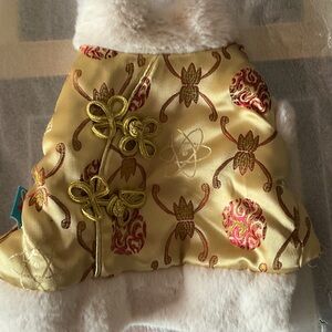 Elegant Gold and White Dog Coat